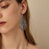 Vintage Hollow Out Droplet Flower Tassels Earrings Zinc Alloy Lightweight Dangle Jewelry for Women