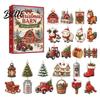 Kids Holiday Activity Ornament Set Calendar 24Pcs Christmas Advent Sets Farm Acrylic 2D with Rustic