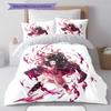 Demon Slayer Pattern Bedding,Quilt Set Quilt Cover Pillowcase Home Birthday Gift (1 * Duvet Cover + 2 * Pillowcase, Without Core)