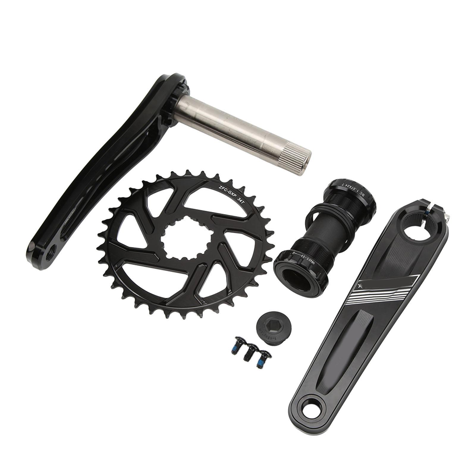 MEROCA 34T Mountain Bike Crankset Aluminum Alloy Hollow Integrated Crank Set with Chainring and Bottom Bracket