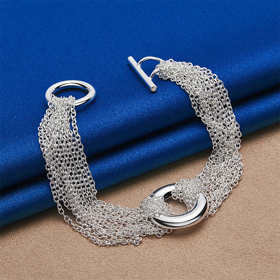 925 sterling silver 8-inch exquisite woven circular bracelet, fashionable men's and women's party jewelry, wedding accessories