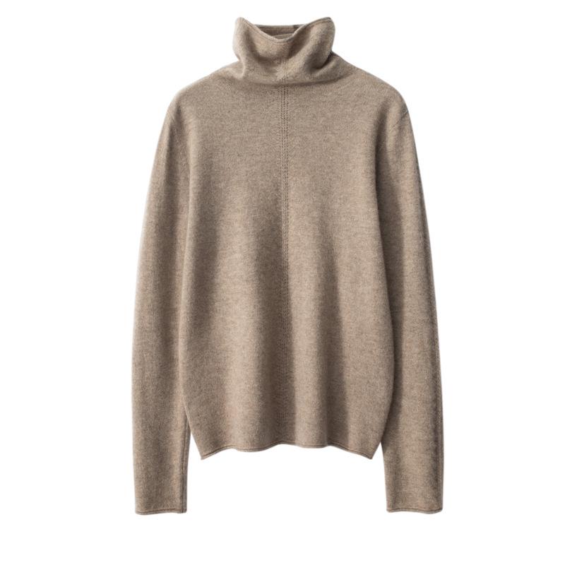 Women's High Neck Cashmere Sweater - Stylish Wheat Ear Knit for Autumn/Winter.