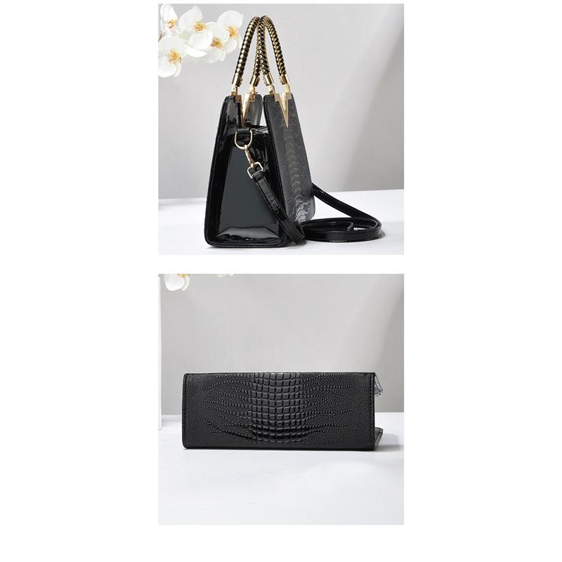 Women’s Large Capacity Crocodile Pattern Top Handle Bag, Light Luxury High-End All-Match Shoulder Crossbody Fashion Purse
