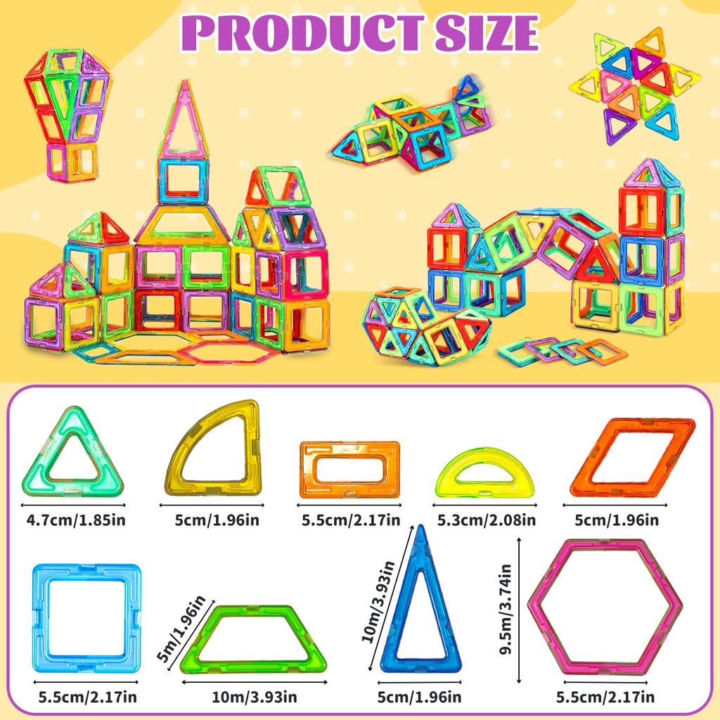 Magnetic Building Blocks 3D STEM Constructor Set For Kids Educational Toys Multiple Shaped Magnetic Building Blocks 35/65/95PCS