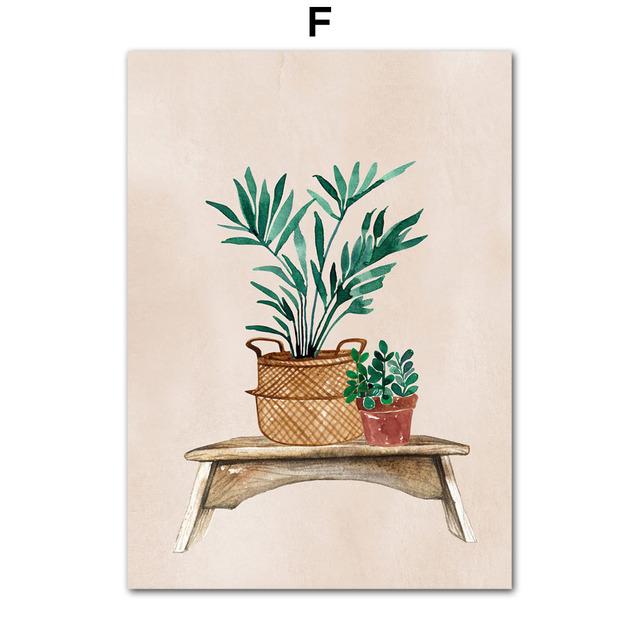 Modern Nordic Boho Monstera Vase Plantain Houseplant Wall Art Canvas Painting Posters And Prints Pictures For Living Room Decor