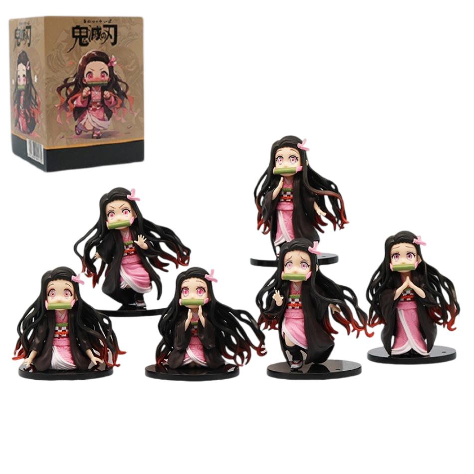 6Styles  Anime Peripheral Qversion  Figurine Kamado Nezuko Cute Style Plaything Figurine Ornament Surprise Present Box