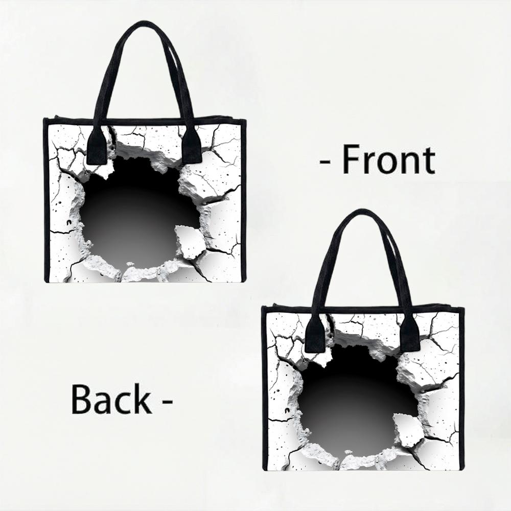 Cracked Effect Tote Bag Stylish Casual Shoulder Bag Large Capacity Shopping Handbag