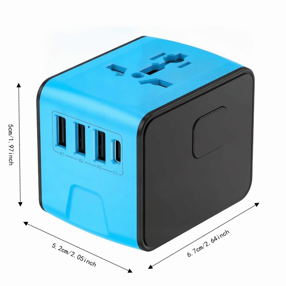 Hochgeschwindigkeits-Reiseadapter für internationale Reisen, 4 USB-Anschlüsse, GaN-Reiseadapter, UK/AU/EU/US