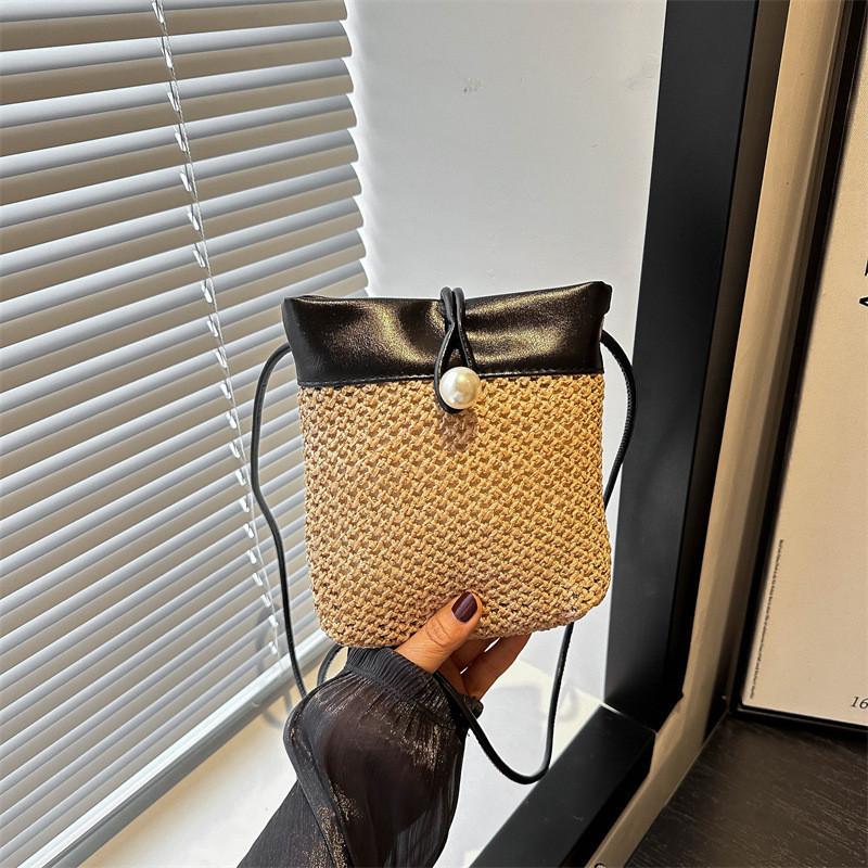 Fashionable Woven Street Style Crossbody Bag With Phone Pocket In Black Or Brown