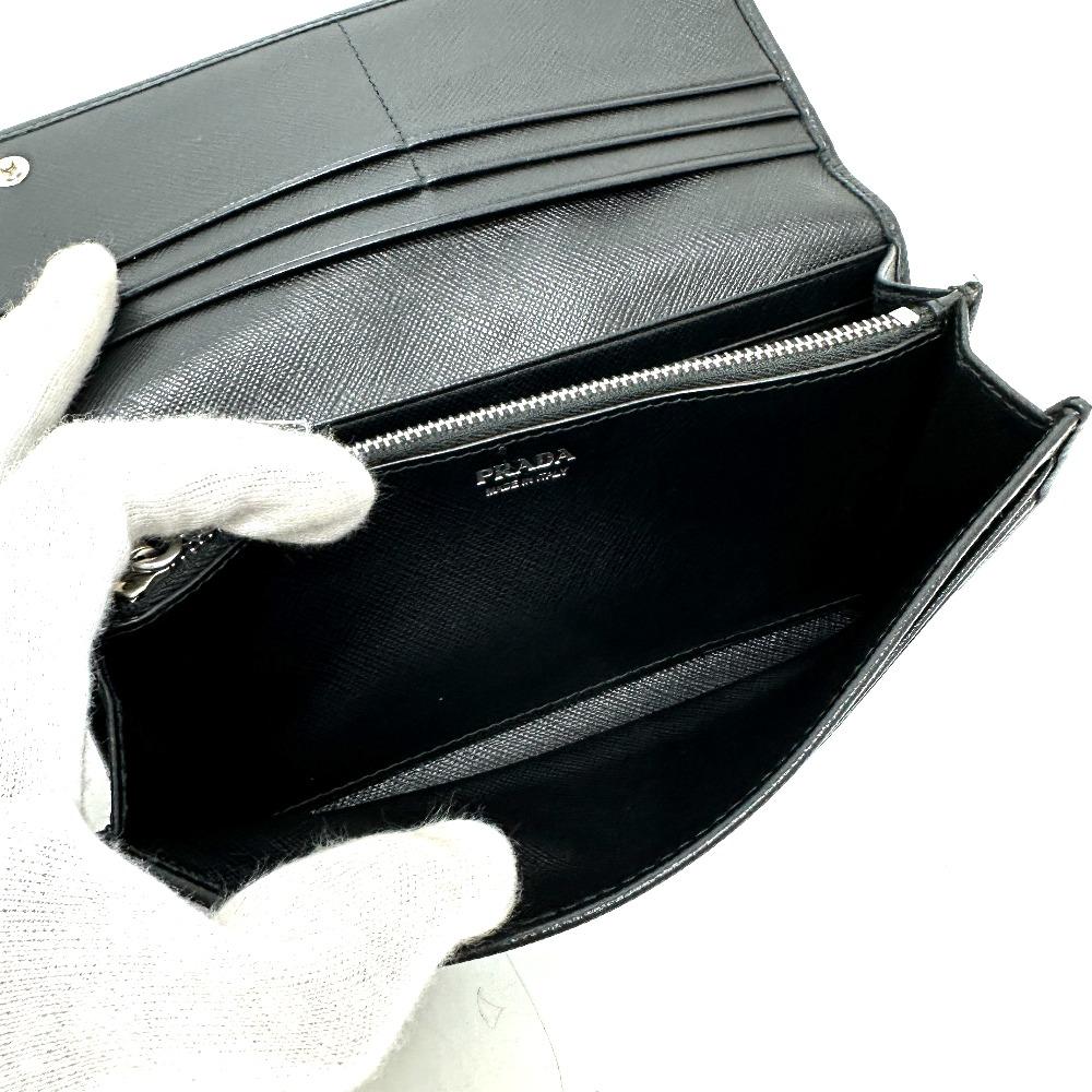 PRADA 1MH132 Triangle logo plate Long Wallet with Pass Case Flap Folded wallet
