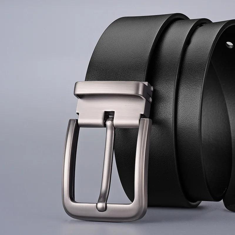 Adult Luxury Brand Jeans Business Waist Male Strap Brand Fashion Metal Alloy Pin Buckle 120 130 140cm Leather Cowhide Men's Belt