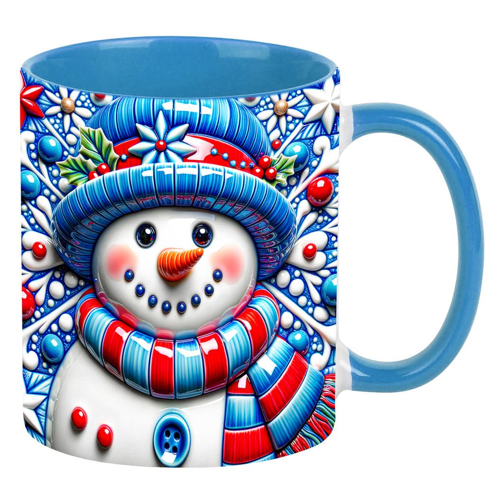3D New Christmas Christmas Ceramic Coffee Mark Cup Colored Tea Cup Snowman