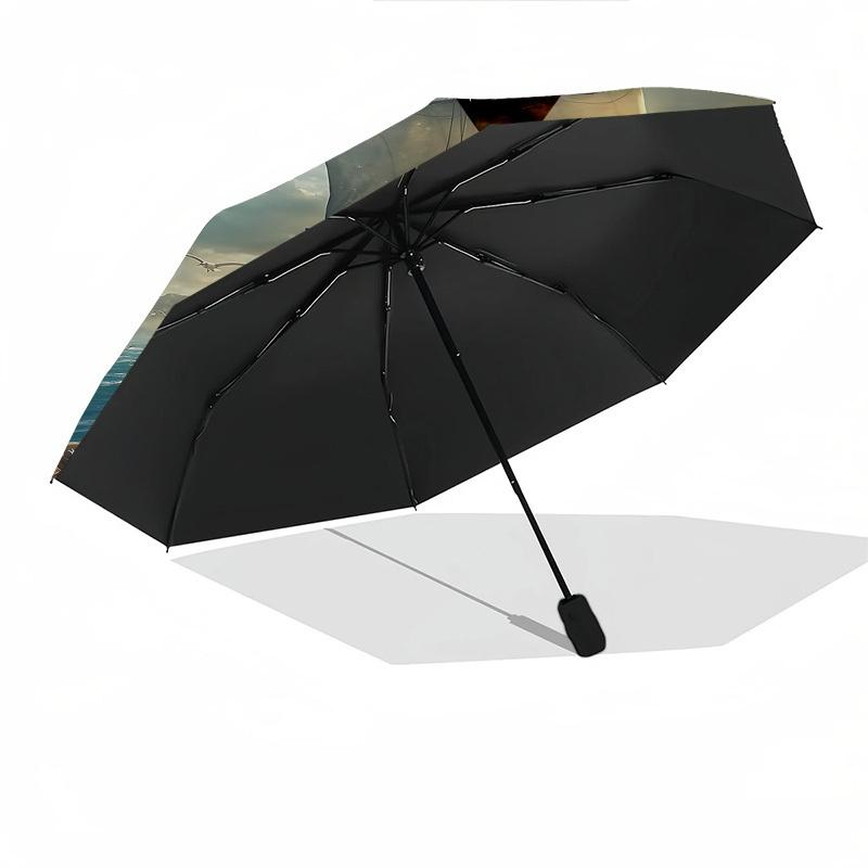 Sailing, Adventure Themed Automatic Opening and Closing Umbrella, Brightly Colored 8-rib Portable Umbrella, Suitable for Men and Women, A Pe