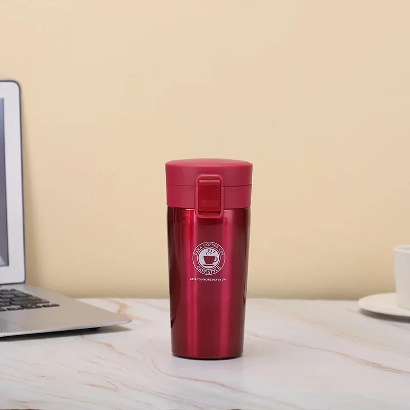 

Термокружка с двойными стенками из нержавеющей стали 304, кофейная чашка, термос для чая, термос, бутылка для воды, герметичная термокружка для кофе 380ml красный