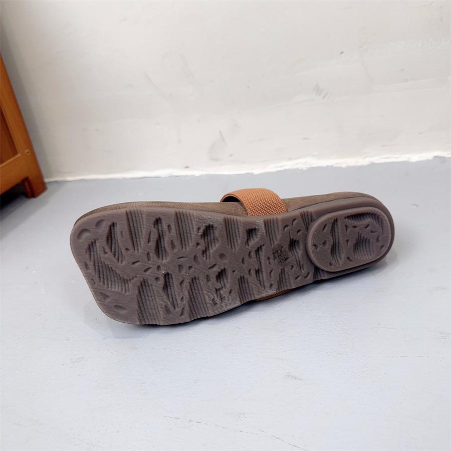 Johnature Flache Schuhe aus Rindsleder mit quadratischer Zehenpartie, Halbschuhe, echtes Leder, weiche Sohle, vielseitige Damenschuhe