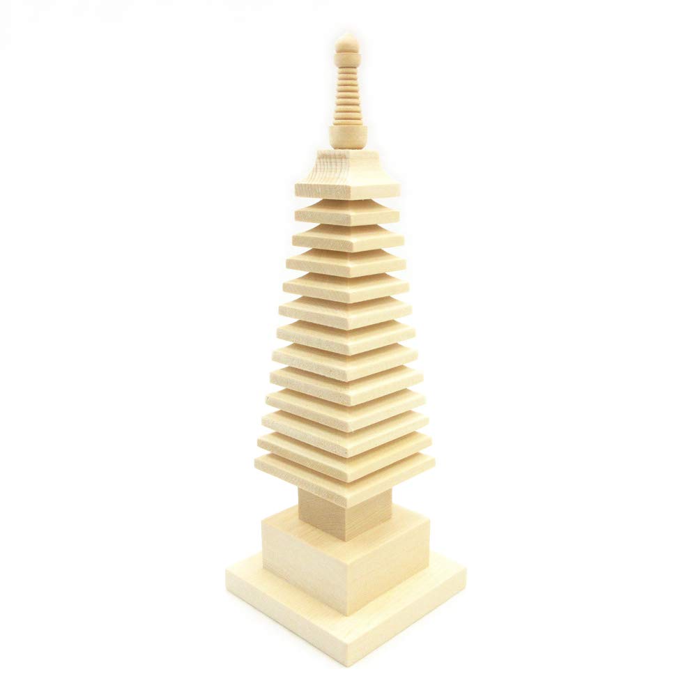 

Kurita s Special Buddhist Statue [Buddhist Implement] Thirteen-Story Pagoda Made of Hinoki Wood (Total Height 20cm, Width 6.5cm, Depth 6.5cm) Wood