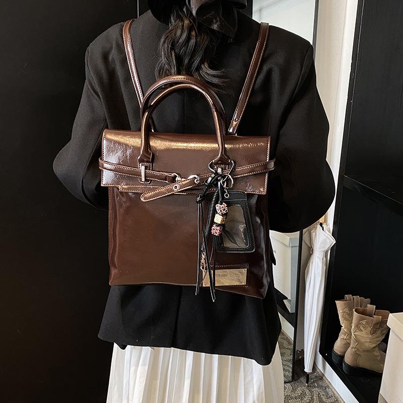 Backpack women's backpack 2025 new trendy travel niche bag high-end leather leisure travel schoolbag