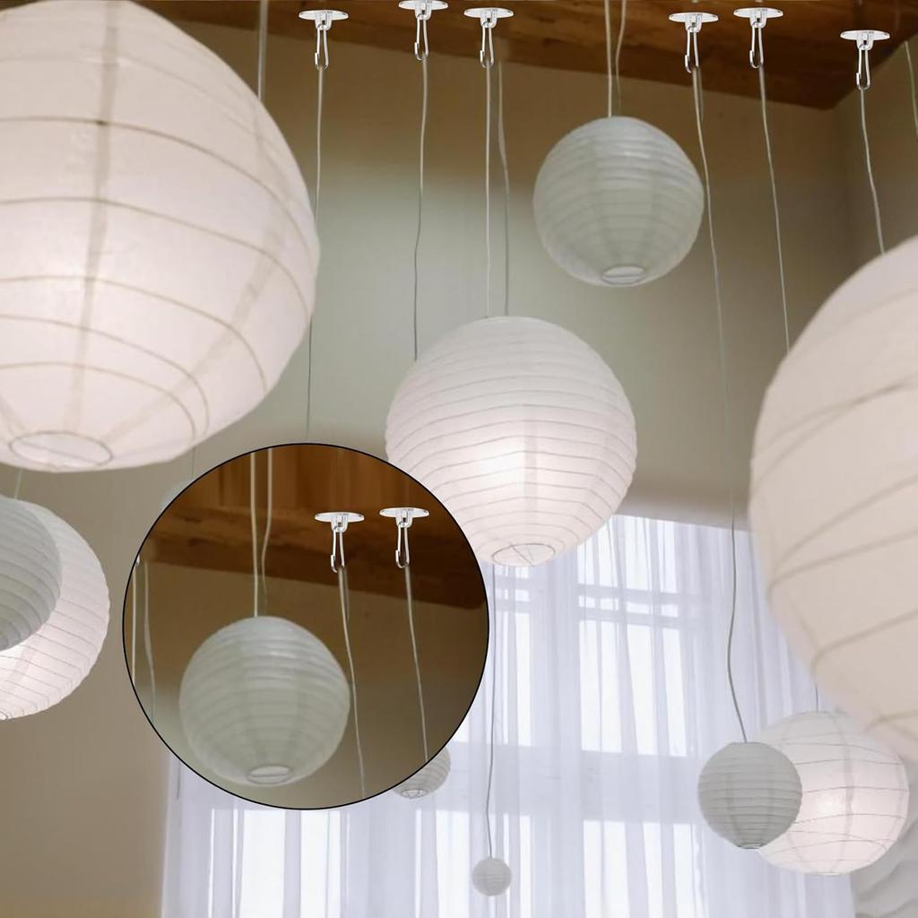 Adhesive Ceiling Hooks, 20pcs Round Self-Adhesive Ceiling Hooks Without Drilling Removable Transparent Wall Hanger for Festival Wedding Birthday