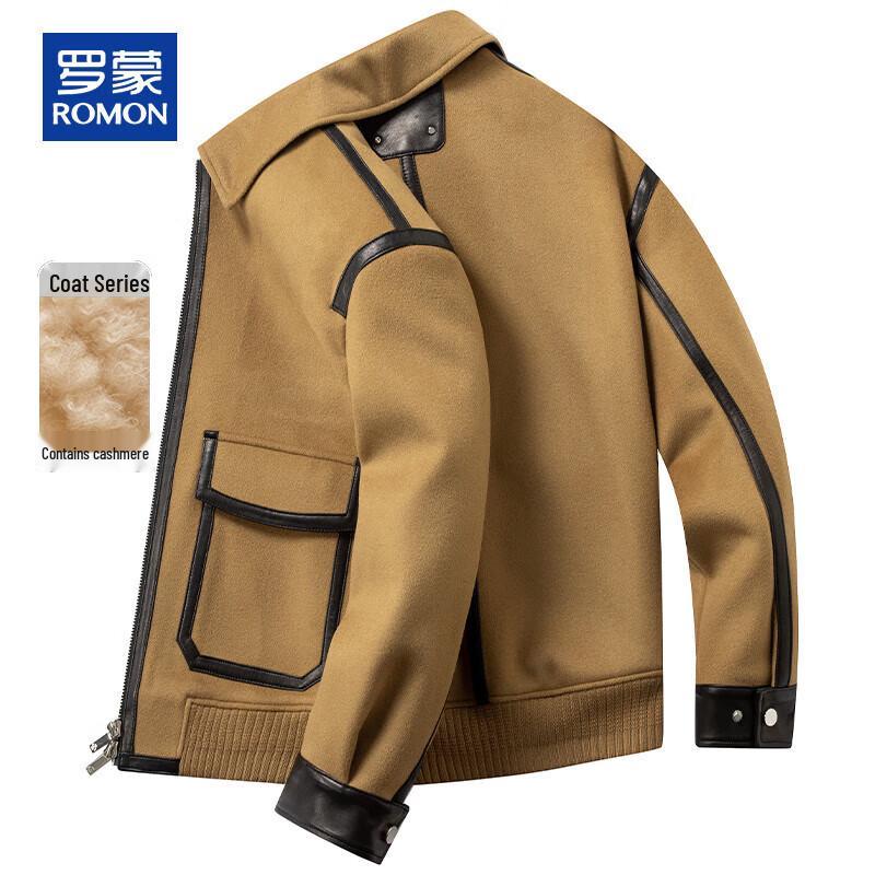 ROMON Men's Luxury Cashmere Wool Blend Short Coat
