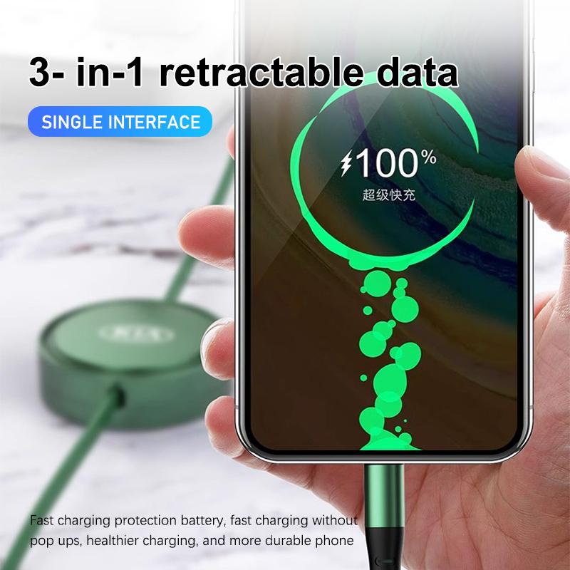 For KIA Car Internal 3 In 1 USB Telescopic Charger Adapter Cord Cable Stinger Optima Cerato Soul Venga Forte Spectra Sedona JK5