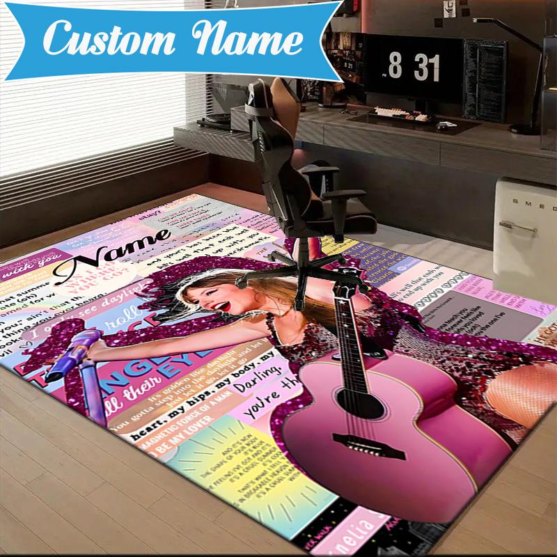Custom Name Top singer Taylor Rug Game Carpet, Floor Mat for Bedroom Living Room Entryway Rug, Home Decor Idea Gift for Christmas birthday