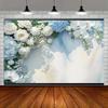 2D Soft Blue Floral Backdrop Wedding Ceremony Photography Background
