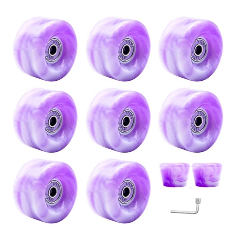 Roller Skate Wheels with Wrench, Quads Roller Skate Wheels Double Row Skating Skateboard Quads Skate Replacement Wheels