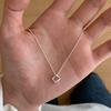 Single Diamond Square Geometric Necklace Women's Fashion Simple Temperament Exquisite Collarbone Chain