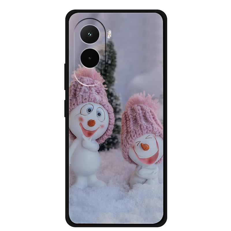 Christmas Phone Case For Poco M7 4G Case Christmas Tree Black Silicone Bumper For Xiaomi Poco M7 4G Cover PocoM7 Cartoon Coque
