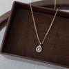 18K Gold-Plated S925 Sterling Silver Water Drop Zircon Pendant Necklace, Japanese Retro Style