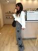 Women's New Fashion Casual Five-Point Star Loose Straight Jeans Pants 
