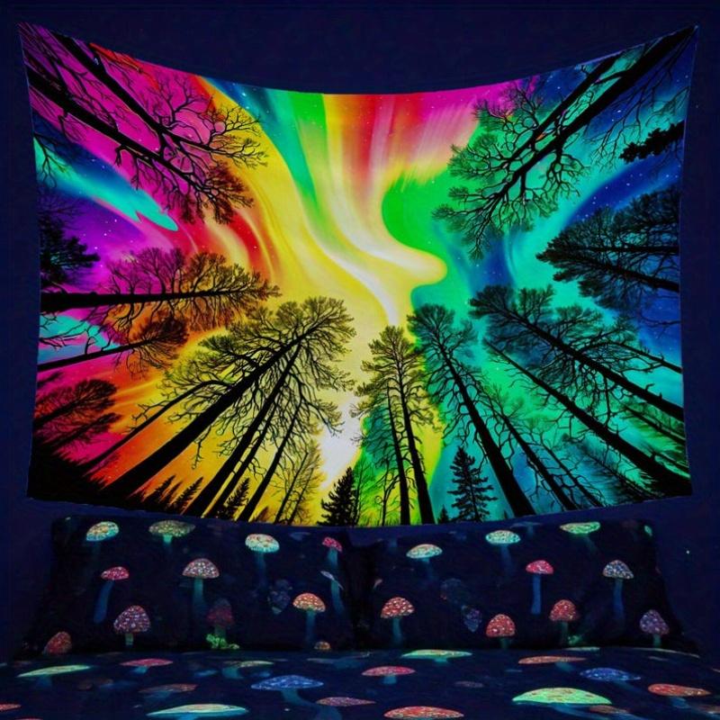 Rainbow Aurora Vibrant Forest Tapestry Perfect for Colorful Magical Inspiring Home Decor with Fantasy Vibes 74x94cm(29x37in)