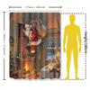 Santa Claus Climbing Chimney with Gifts Christmas Shower Curtain Festive Decor for Bathroom Christmas Party Home Accent