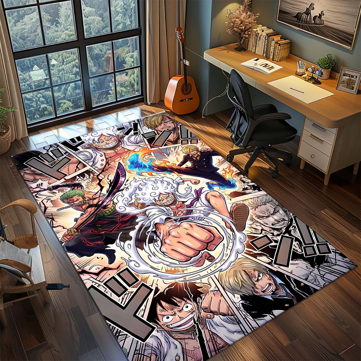 

One Piece Anime Rug Carpet Large Area Rug Non Slip Washable Floor Mat Gamer Room Bedroom Home Decor -QJY 60x90cm