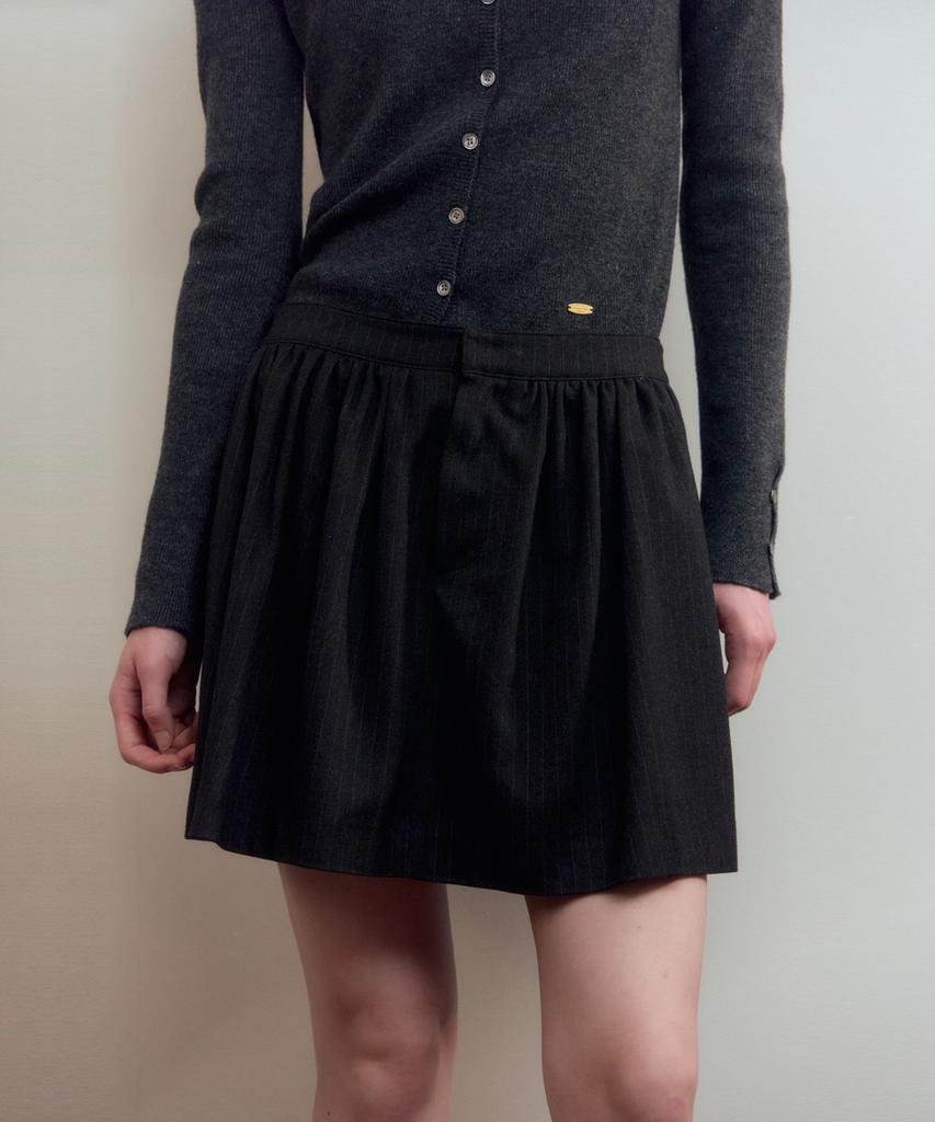 Leumeme Raies Stripe Mini Skirt Charcoal