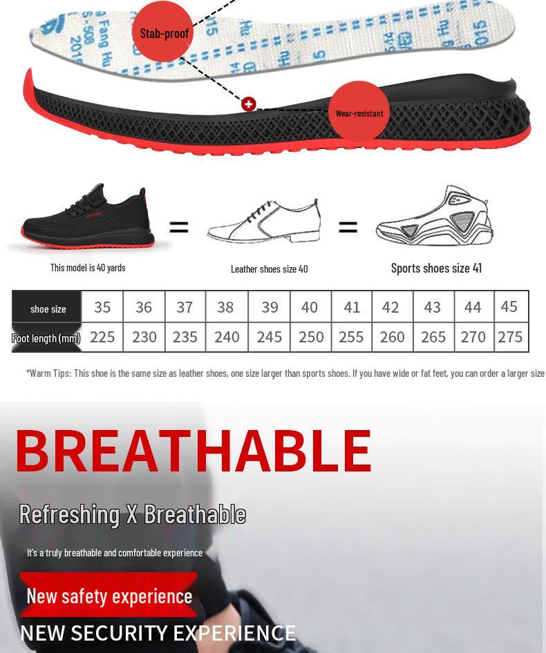 Cross-Border Men's Steel Toe Work Shoes - Anti-Smash, Anti-Puncture, Wear-Resistant, Comfortable Mesh Safety Shoes