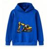 Kids Excavator Print Hoodie Casual Long Sleeve Pullover Sweatshirt for Boys Girls Construction Vehicle Pattern Tops