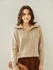 Women's Autumn/Winter Cashmere Lapel Half-Zip Sweater - Casual Knit Pullover