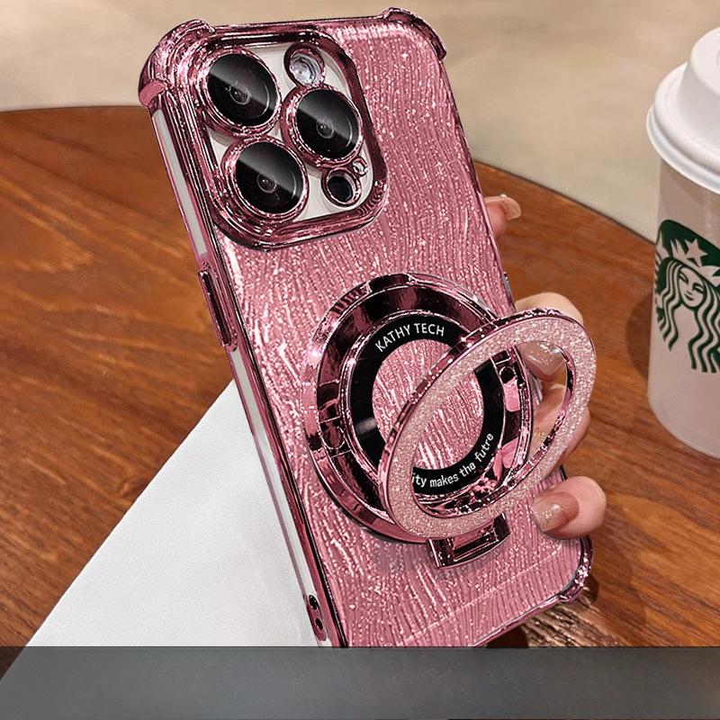 Suitable for Opporeno12 Mobile Phone Case Vivos19 Water Corrugated Folding Bracket Xiaomi 14 Electroplated Four Corner Airbag
