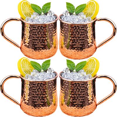4 ks Koktejlová sklenice na víno Hrnky Moscow Mule Nerezová ocel Tepaná Mědí Pokovená Sklenice na pivo Kávové Barové náčiní Skleněné nádobí pro Ramadán