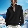 Women's Casual Long Sleeve Half Zip Stand Collar Sweatshirt