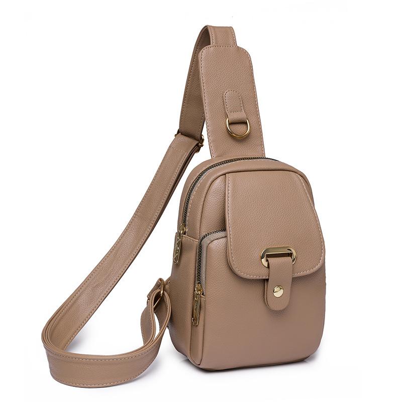 Women's Bag New Pu Crossbody Breast Bag Fashionable and Simple Solid Color Shoulder Bag Light Casual Travel Bag
