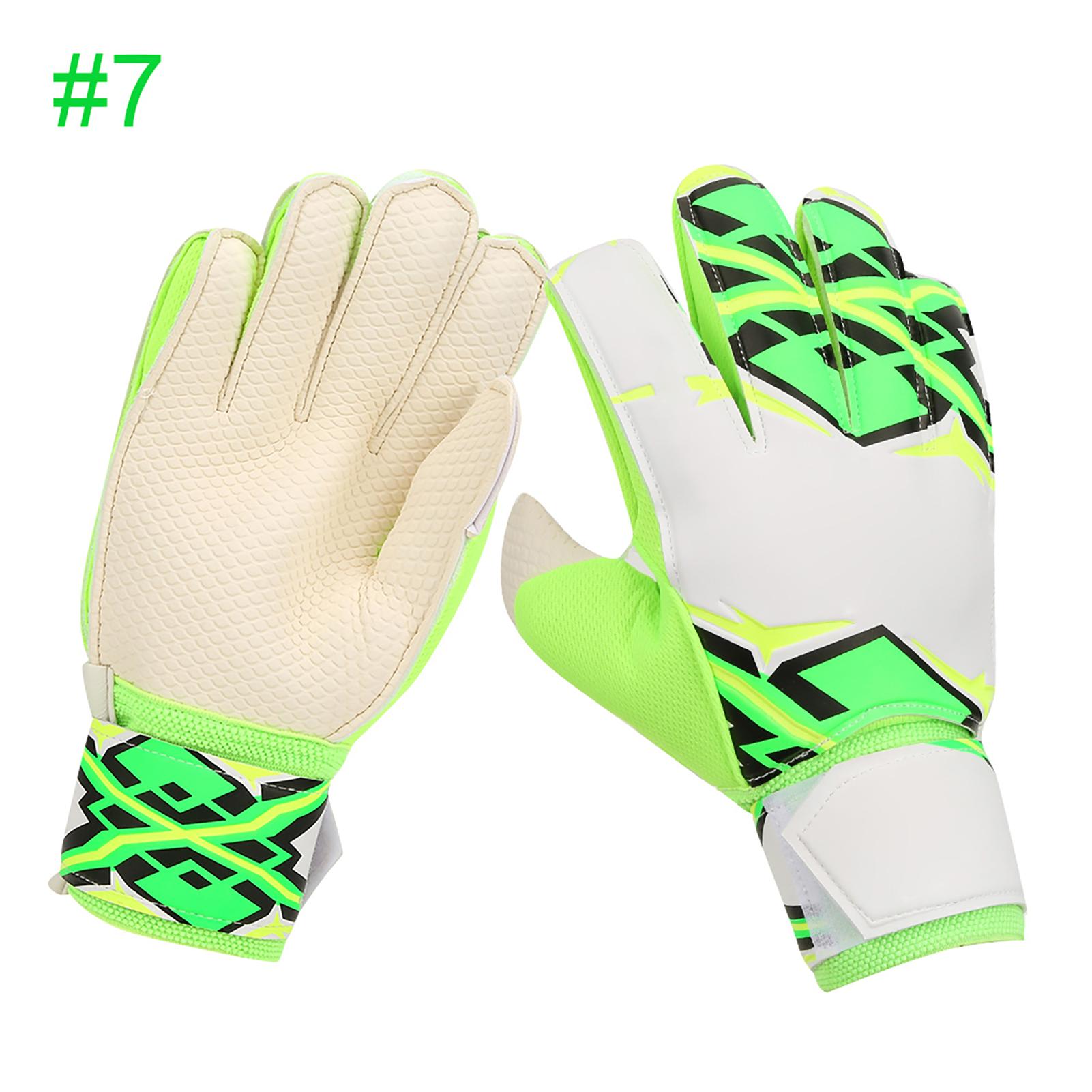 PU Green Teenager Adults Thicken Professional Football Soccer Goalkeeper Goalie Gloves Fingers Protector