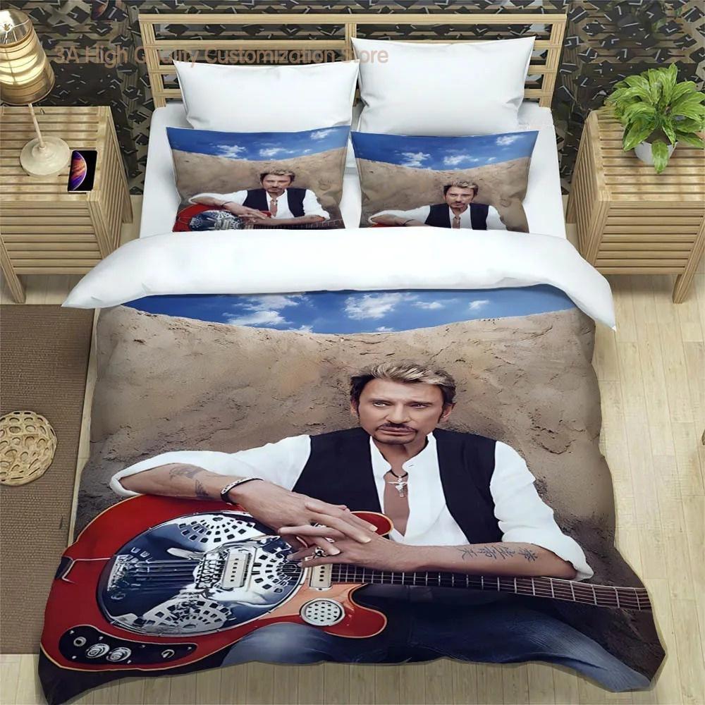 Rockstjärnan Johnny Hallyday Sängkläder utsökt sängkläder set påslakan sängtäcke set sängkläder set lyxig födelsedagspresent