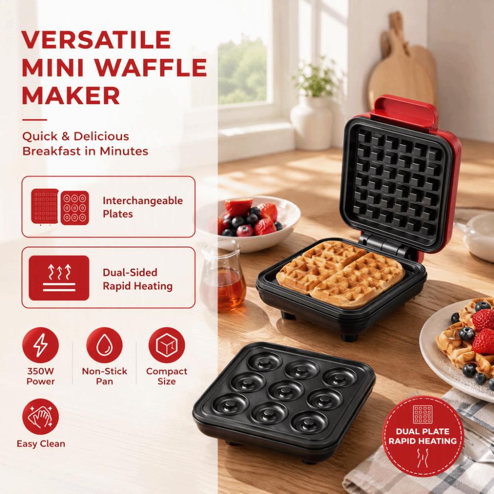 Comoda Piastra per Waffle e Ciambelle Tostapane per Ciambelle Antiaderente Griglia per Sandwich Macchina per la Colazione Colazione