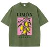 Lemon Con Aroma De Espana Prints Washed TShirts Womens Cotton Tops Comfortable Distressed ONeck Streetwear Summer Clothes