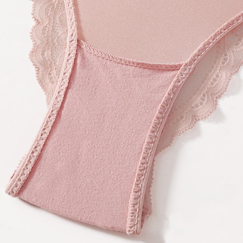 TERMEZY Ladies' Sexy Ice Silk Patchwork Panties Heart‑Shaped Buckle Cutout Lace Underpant Thin Breathable Solid Color Hipster Briefs