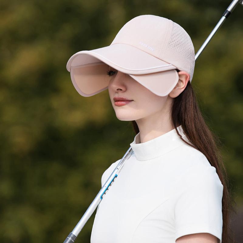 Long Wide Brim Sunscreen Baseball Cap Women Outdoor Golf Cap Summer Thin Quick-Drying Retractable Sunshade Cap for Men