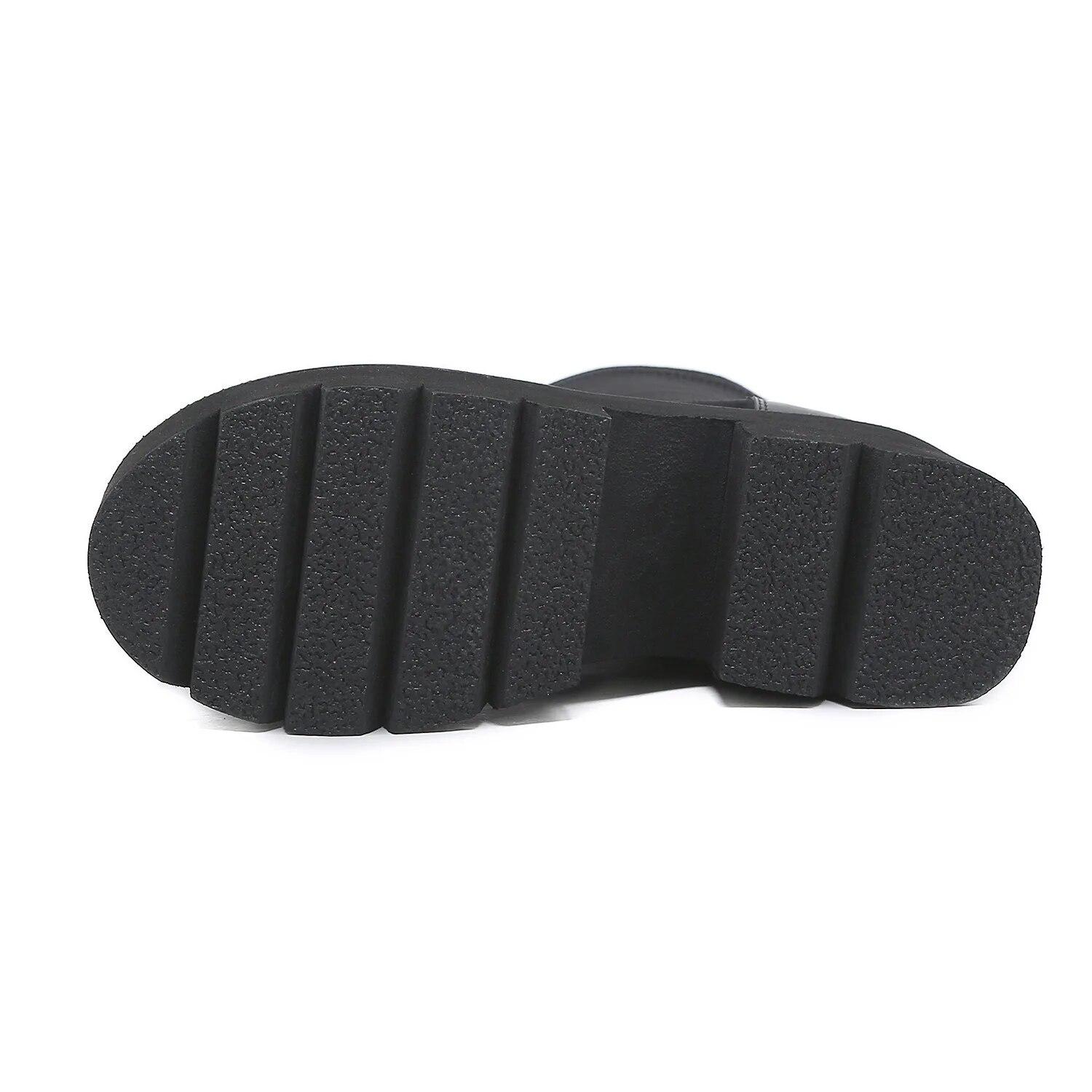 Осенне-зимние новые модные женские ботинки на толстой подошве и толстом каблуке — фото 9