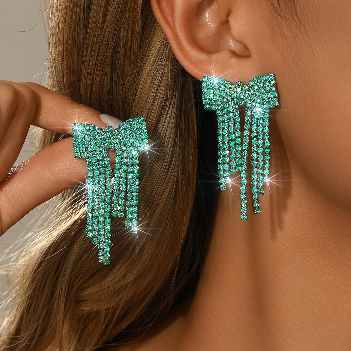 Princess and socialite style, high-end, high-quality, sweet and cute bow earrings, earrings, earrings and accessories